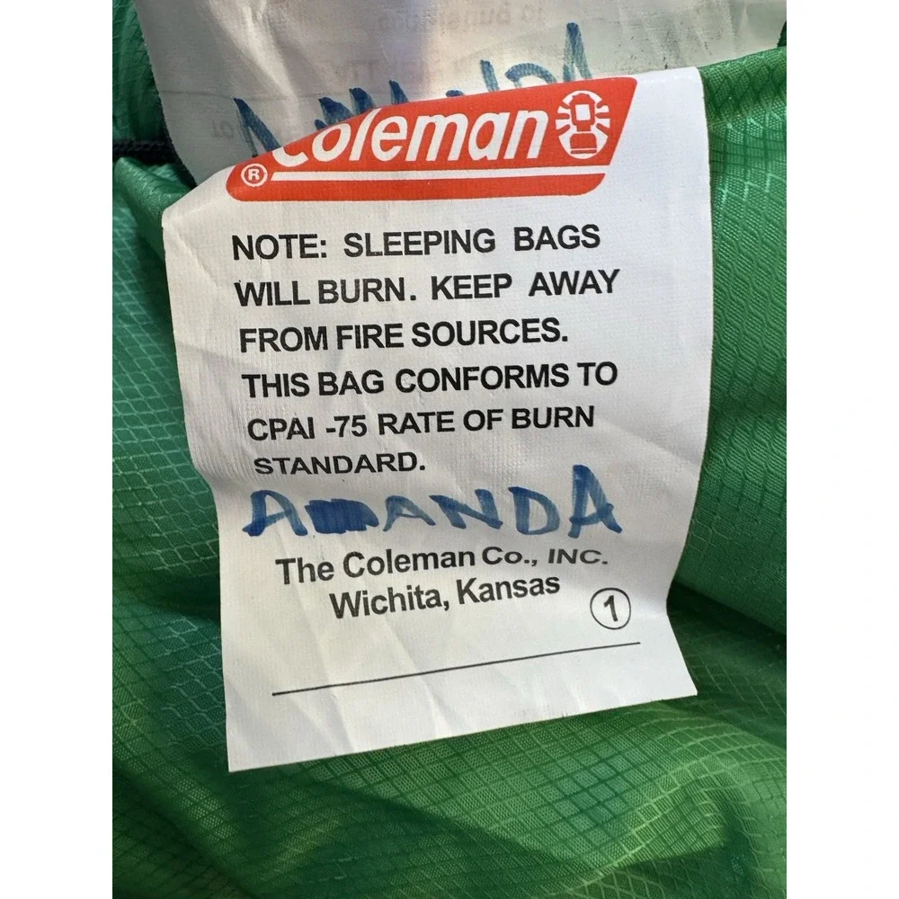 Coleman Rectangle Sleeping Bag 36x80 3.5lbs Hollofil 808 Insulation Camping